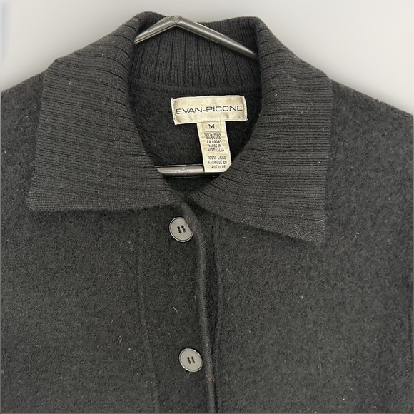 Evan Picone Sweater Womens Medium‎ Black 100% Wool Button Up Cardigan Australia - Picture 4 of 10